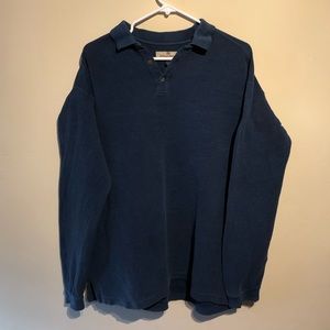 Tommy Bahama ribbed navy long sleeve polo shirt